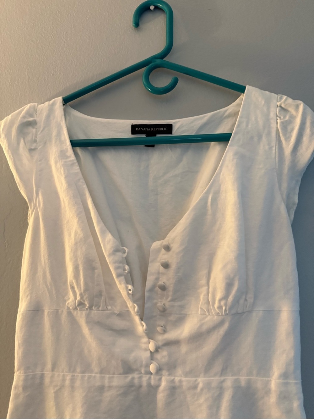 Banana Republic White V-Neck Cap Sleeve Dress - Picture 4 of 8
